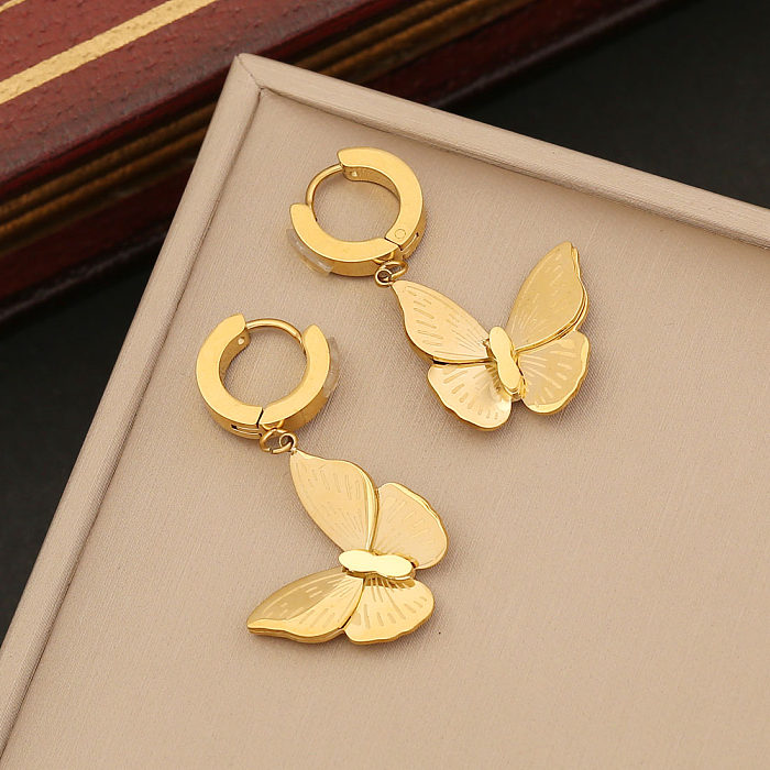 Retro Butterfly Stainless Steel Plating Women'S Bracelets Earrings Necklace