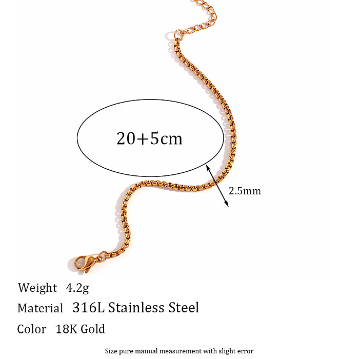 Style simple Style classique couleur unie placage en acier inoxydable bracelets plaqués or 18 carats collier de cheville