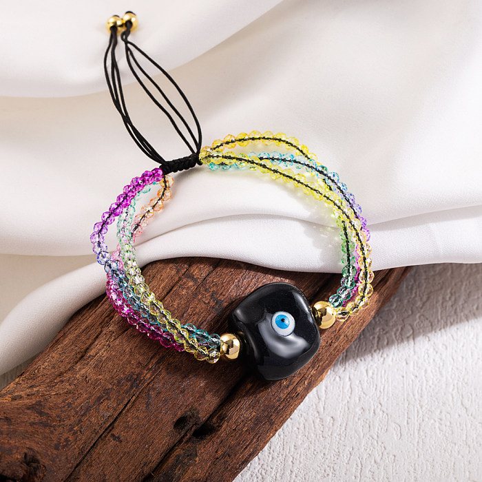 IG Style Classic Style Colorful Devil'S Eye Copper Beaded Knitting Glass Bead 18K Gold Plated Bracelets