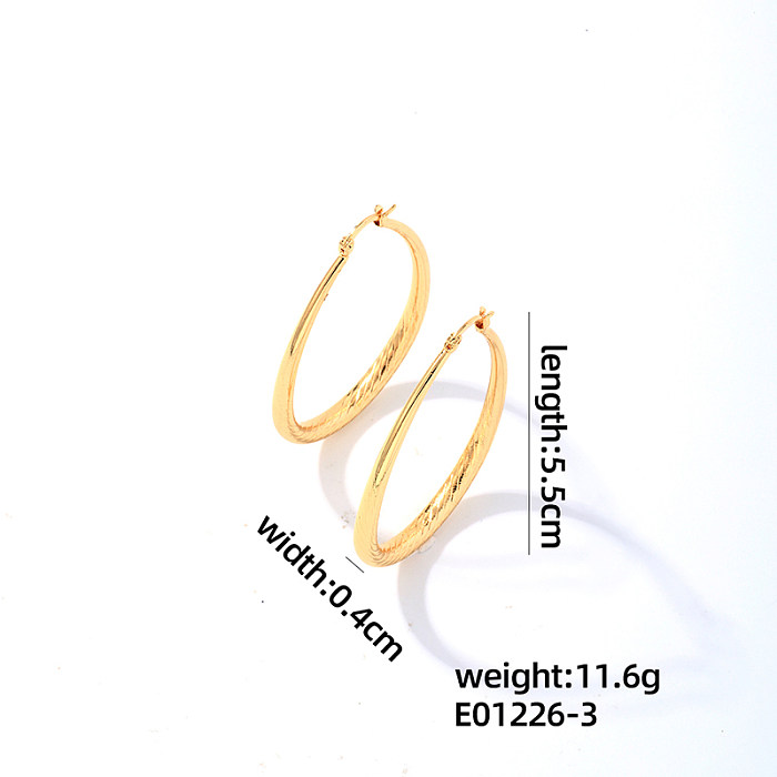 1 paire de boucles d'oreilles pendantes décontractées, ovales, en cuivre plaqué or