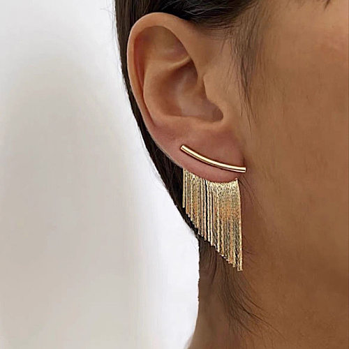 1 paire de boucles d'oreilles pendantes en placage de cuivre, Style géométrique Simple, couleur unie