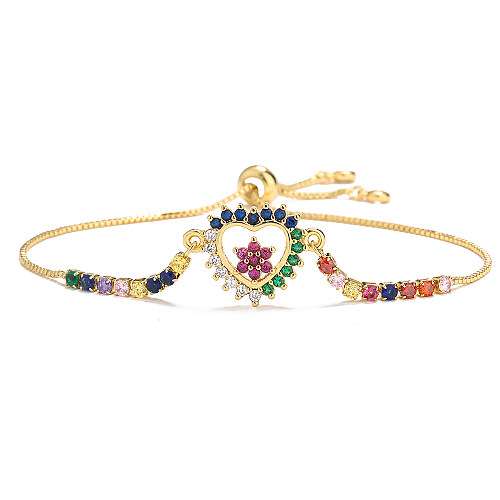 Women'S Fashion Heart Copper Bracelets Inlaid Zircon Zircon Copper Bracelets