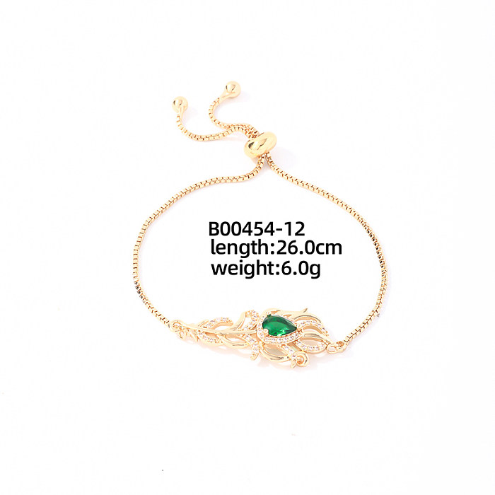Casual Sweet Flower Copper Plating Inlay Zircon White Gold Plated Gold Plated Bracelets