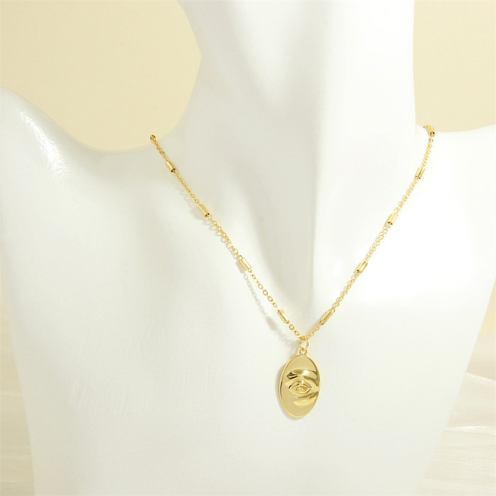 Simple Style Eye Ear Nose Copper Plating 18K Gold Plated Pendant Necklace