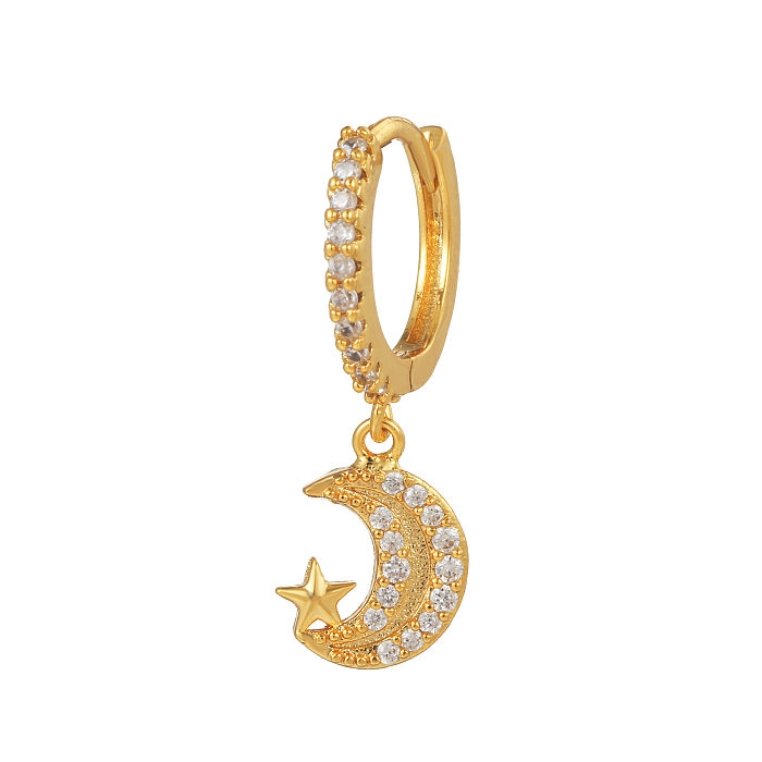 Fashion Animal Moon Heart Shape Copper Inlaid Zircon Drop Earrings 1 Piece