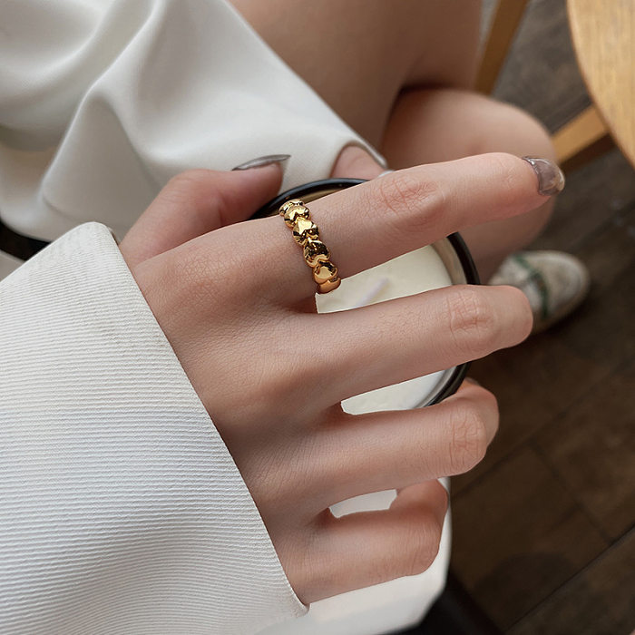 Coreano nova moda em forma de coração anel de abertura costura índice dedo anel de cobre feminino