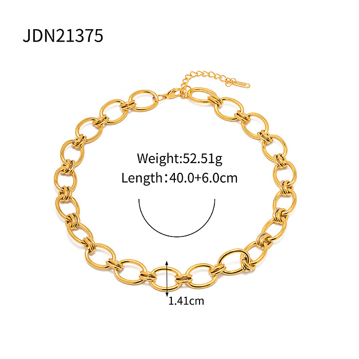 Hip-Hop Geometric Stainless Steel Plating 18K Gold Plated Bracelets Necklace