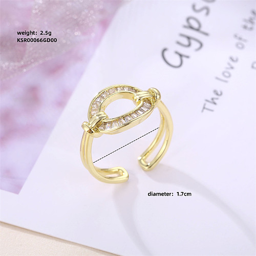 Casual Elegant Sweet Letter Copper Plating Inlay Zircon White Gold Plated Gold Plated Open Rings
