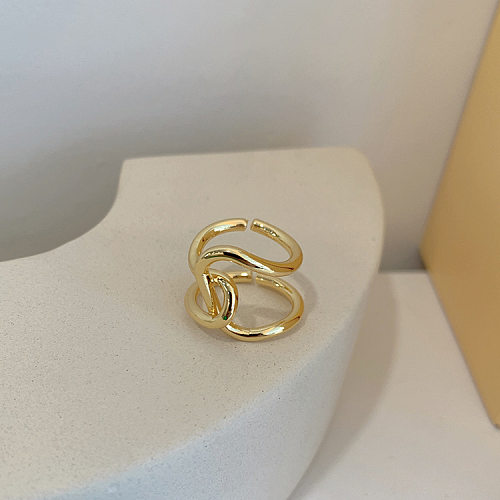 Simple Style Geometric Copper Plating Open Rings