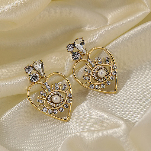 1 Pair Exaggerated Funny Commute Devil'S Eye Plating Inlay Copper Zircon 18K Gold Plated Ear Studs