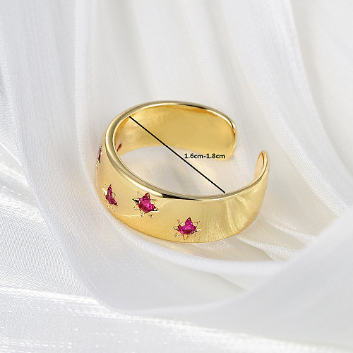 Fashion Star Copper Gold Plated Zircon Open Ring 1 Piece