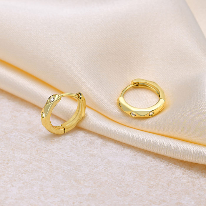 1 Pair Simple Style Rhombus Inlay Copper Zircon Earrings
