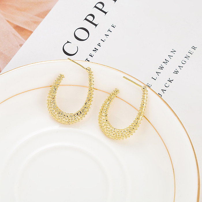 1 Pair Basic Simple Style C Shape Plating Copper 18K Gold Plated Ear Studs