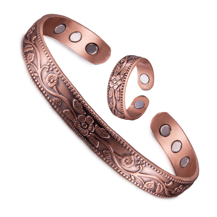 Estilo simples streetwear material magnético geométrico cobre anéis magnéticos pulseiras