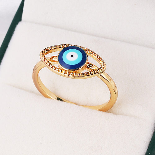 INS Style Simple Style Devil'S Eye Copper Zircon Open Ring In Bulk