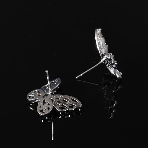 1 Paar modische Schmetterlings-Kupfer-Inlay-Zirkon-Ohrringe