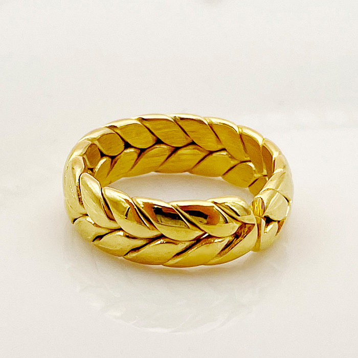 Vintage-Stil, schlichter Stil, Twist-Edelstahl-Beschichtung, vergoldete Ringe
