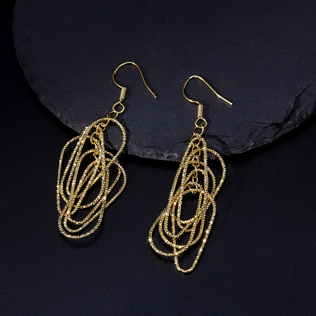 Boucles d'oreilles en cuivre plaqué or, crochet d'oreille géométrique en cuivre de Style Simple, 1 paire