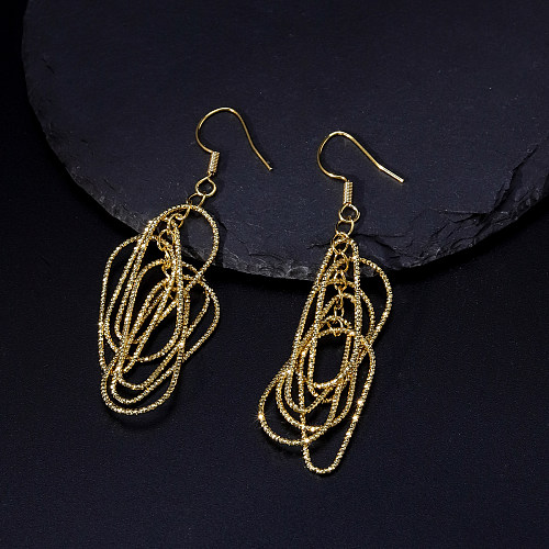 Boucles d'oreilles en cuivre plaqué or, crochet d'oreille géométrique en cuivre de Style Simple, 1 paire
