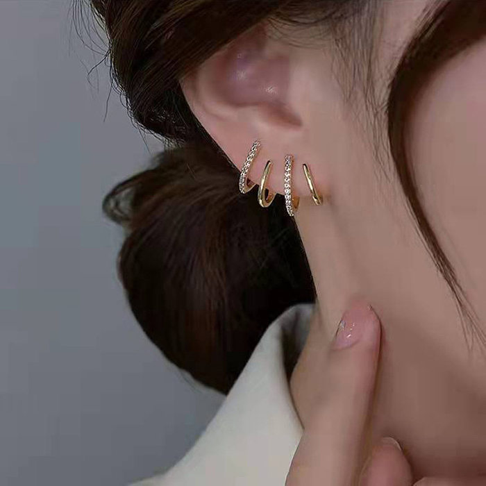 1 Pair INS Style Simple Style Solid Color Copper Plating Inlay Zircon Ear Studs