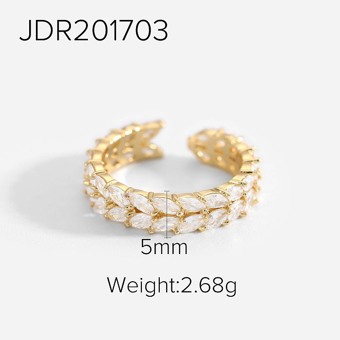 18K Vacuum Electroplating Gold Brass Full Zircon Open Ring