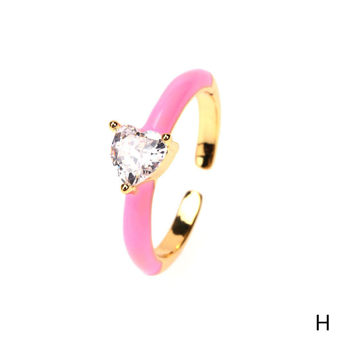 Wholesale Simple Heart Zircon Copper Ring jewelry