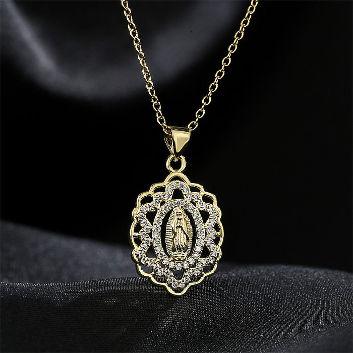 New Real Gold Electroplating Religious Series Pendant Copper Micro-inlaid Zircon Necklace