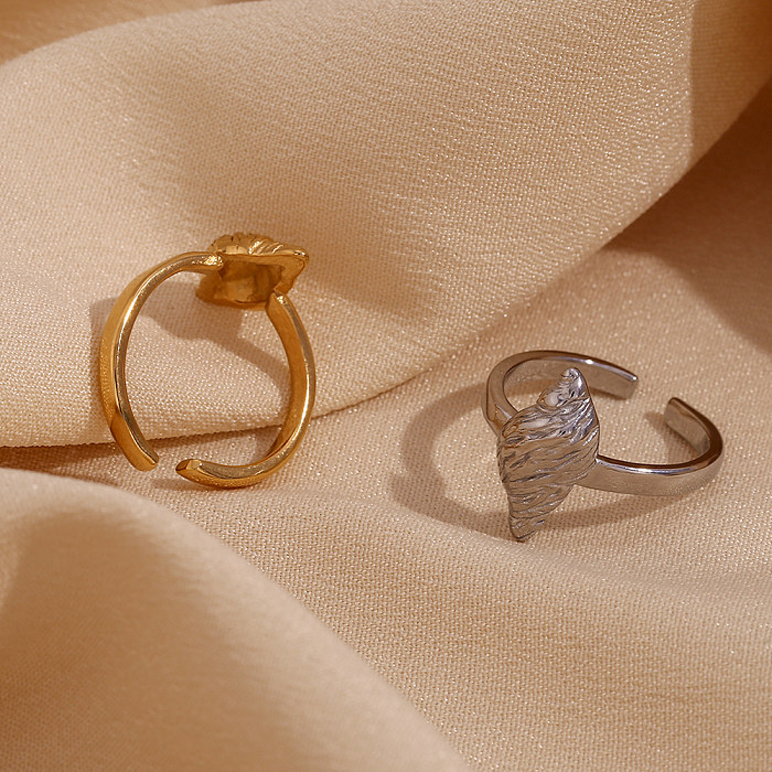 Offene Ringe im schlichten, einfachen Stil im klassischen Conch-Stil mit Edelstahlbeschichtung und 18-karätiger Vergoldung