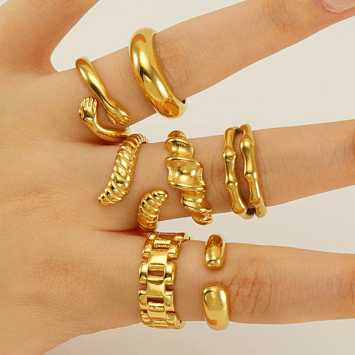 IG Style Geometrischer offener Ring aus Edelstahl mit 18-Karat-Vergoldung in großen Mengen