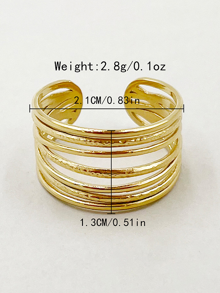 Vintage Style Simple Style Solid Color Lines Stainless Steel Gold Plated Open Ring In Bulk