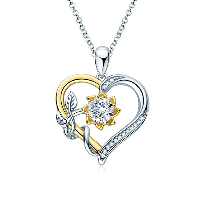 Sweet Geometric Heart Shape Copper Tassel Inlay Zircon Pendant Necklace