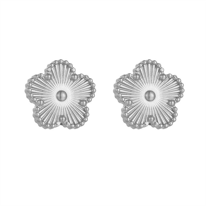 Collier de boucles d'oreilles en pierres précieuses artificielles, Style rétro Simple, incrustation de fleurs en acier titane
