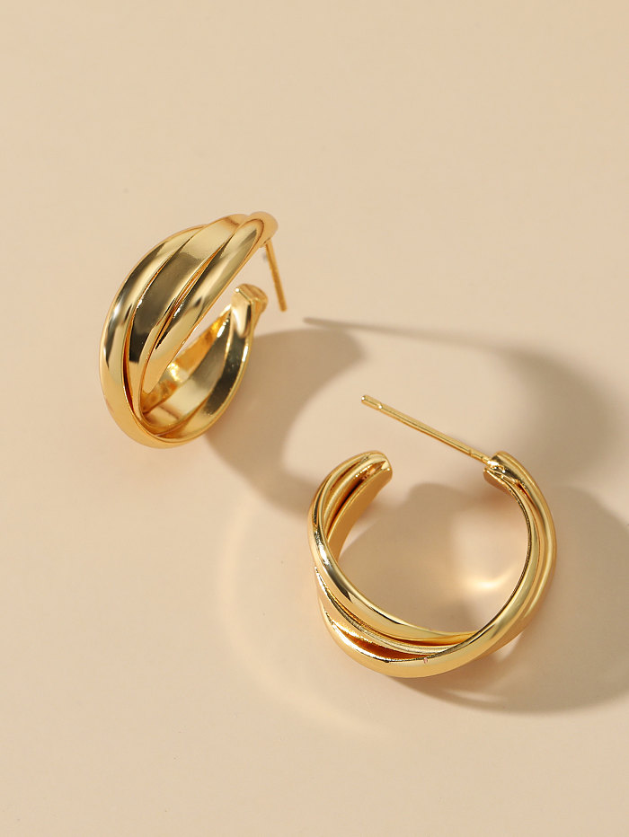 1 Paar glamouröse, süße, künstlerische Ohrstecker in C-Form mit Kupferbeschichtung, vergoldet und versilbert