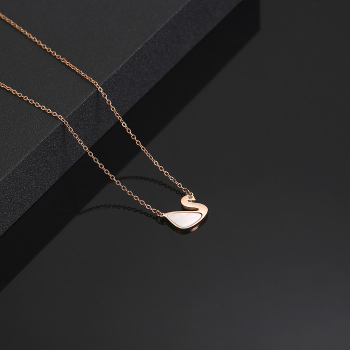 Basic Simple Style Classic Style Swan Copper Plating Shell Rose Gold Plated Necklace