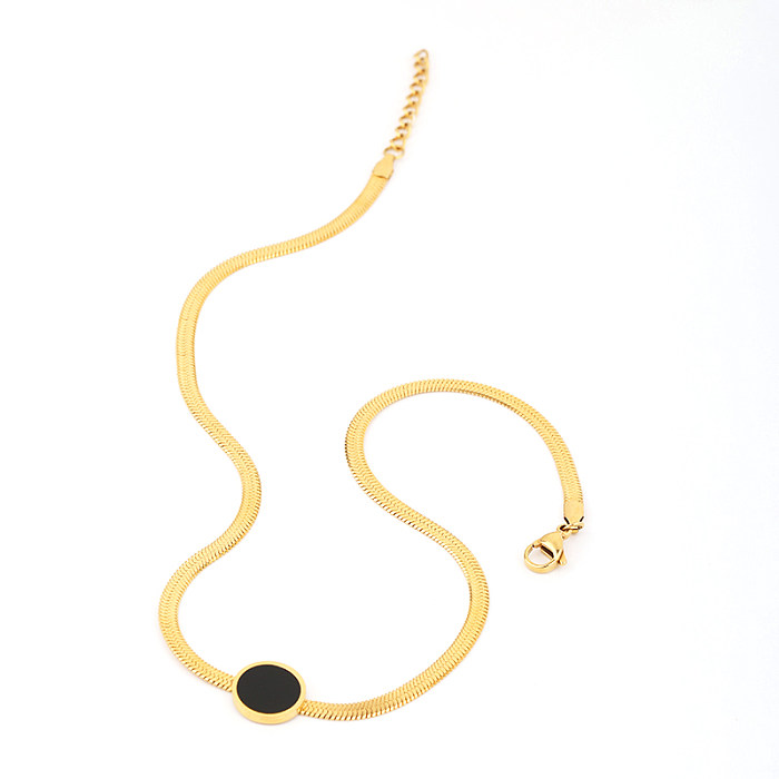Streetwear Round Titanium Steel Rings Earrings Necklace