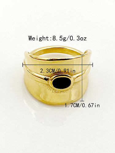 Vintage Style Oval Stainless Steel Gold Plated Crystal Wide Band Ring In Bulk