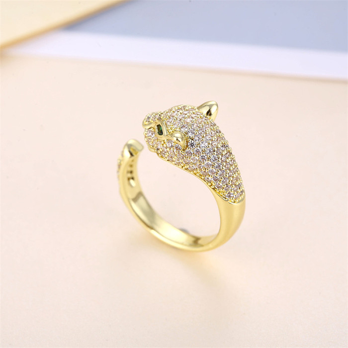 Casual Shiny Snake Copper Plating Inlay Zircon White Gold Plated Gold Plated Open Rings