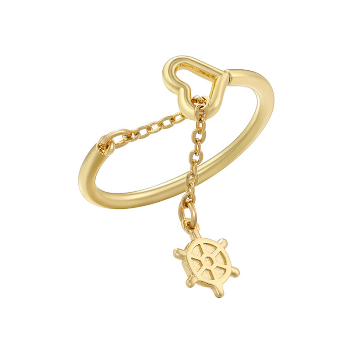 O cobre ocasional do leme da estrela do estilo simples chapeia anéis abertos banhados a ouro 18K