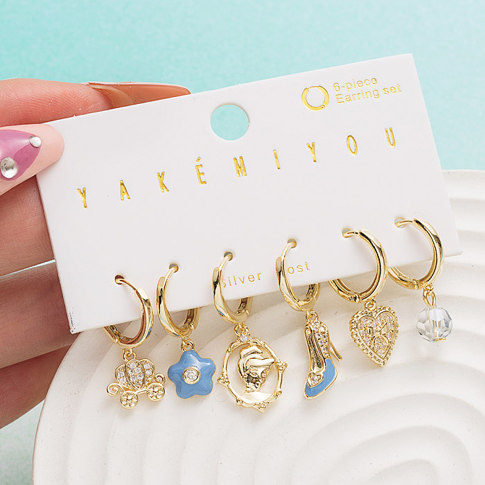 Yakemiyou Fashion Mermaid Copper Inlay Zircon Dangling Earrings 1 Set