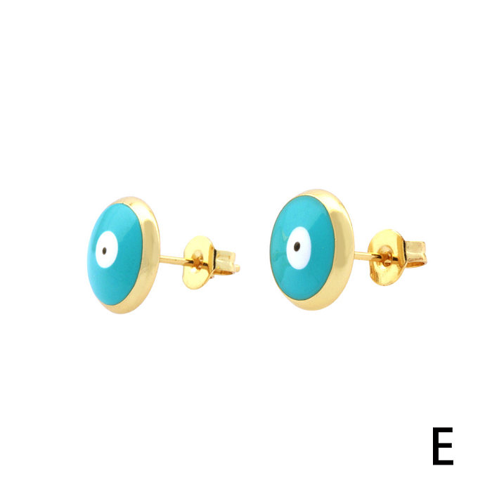 1 paire de clous d'oreilles en cuivre plaqué or 18 carats, Style Simple, pour les yeux