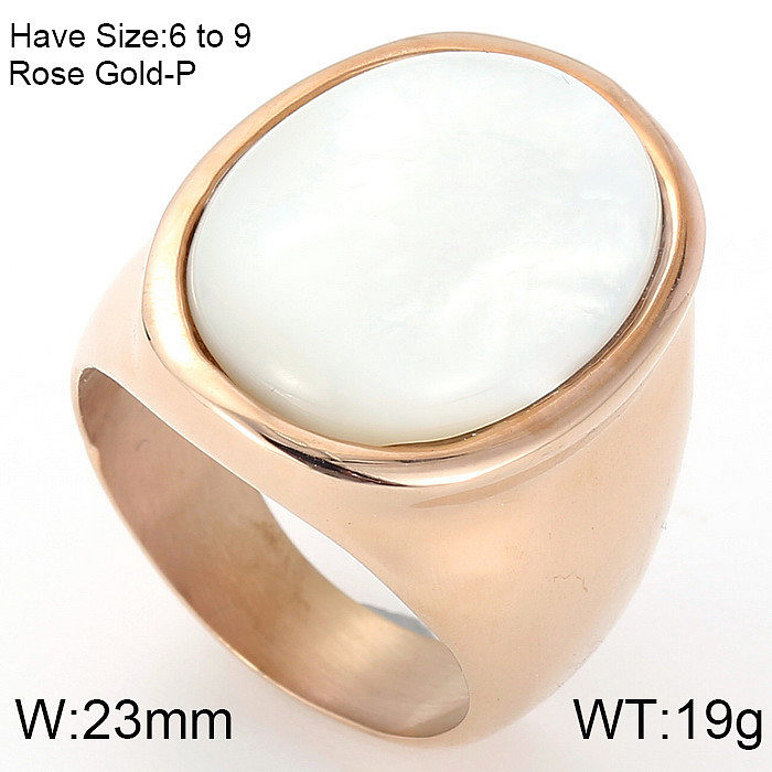 Retro Oval Stainless Steel Plating Shell Rings 1 Piece