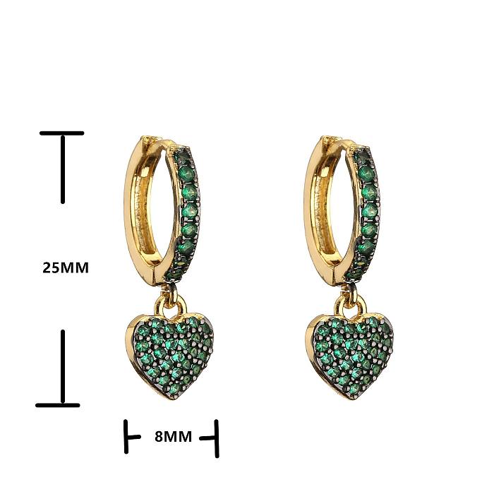 Fashion Micro-inlaid Zircon Colored Diamonds Two-tone Electroplating Heart-shaped Earrings