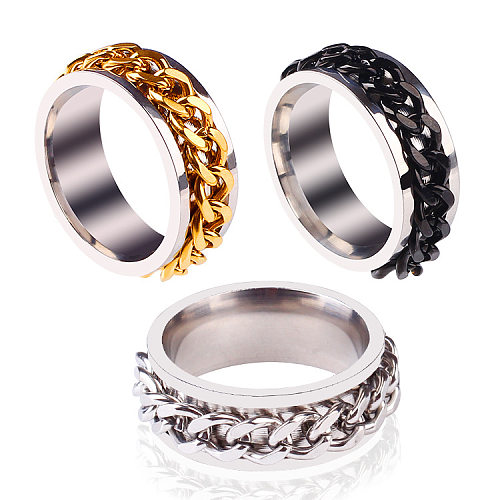 Anillos geométricos de acero de titanio, anillos de acero inoxidable chapados, 1 pieza