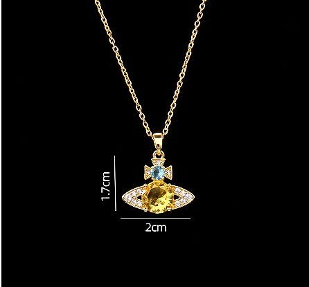 Sweet Planet Flower Bow Knot Copper Inlay Zircon Pendant Necklace