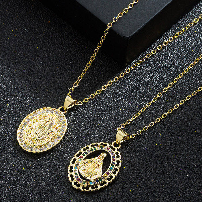Europe And America Cross Border Supply Personalized Pendant Virgin Mary Necklace Religious Clavicle Chain Copper Micro Inlaid Zircon Spot