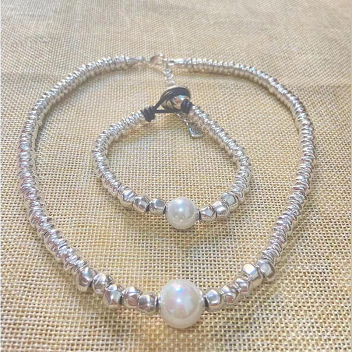 Simple Style Classic Style Irregular Geometric Imitation Pearl Copper Plating Silver Plated Bracelets Earrings Necklace