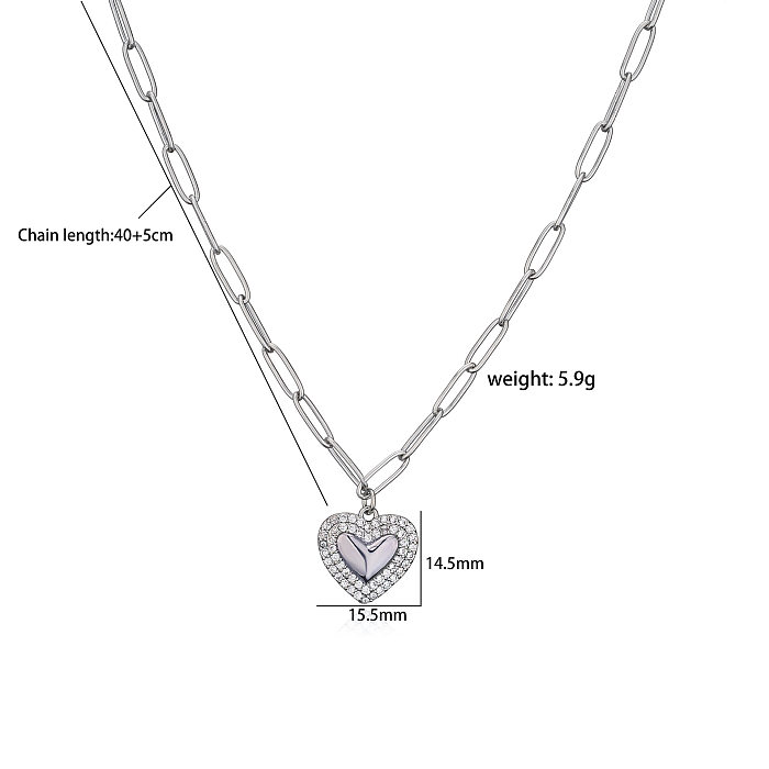 Fashion Palm Bear Heart Shape Copper Plating Inlay Zircon Pendant Necklace 1 Piece