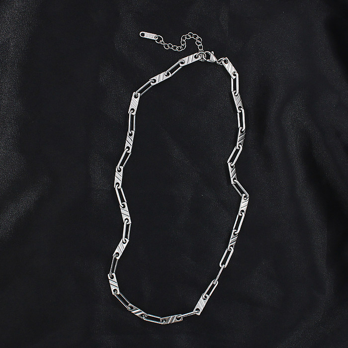 Hip-Hop Vintage Style Solid Color Stainless Steel Bracelets Necklace