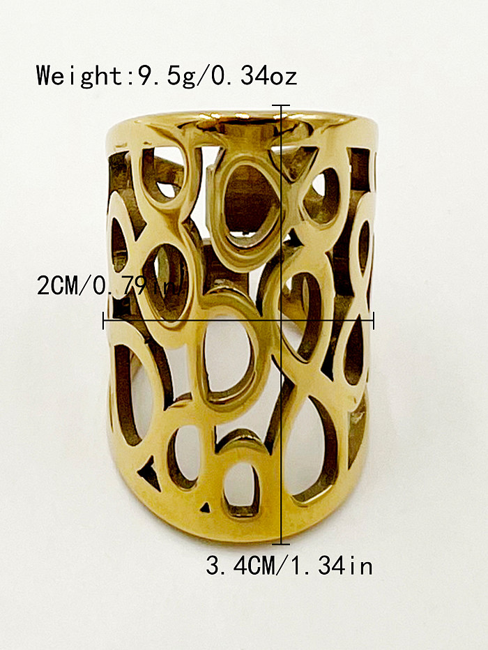 الرجعية أسلوب بسيط إنفينيتي ستار شكل قلب الفولاذ المقاوم للصدأ تصفيح الجوف خارج حلقات مطلية بالذهب