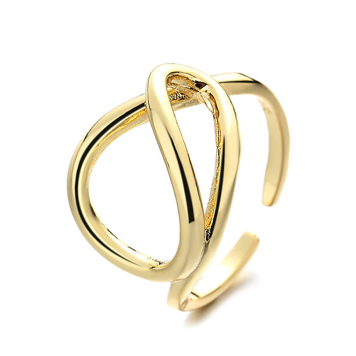 Fashion Geometric Copper Plating Zircon Open Ring